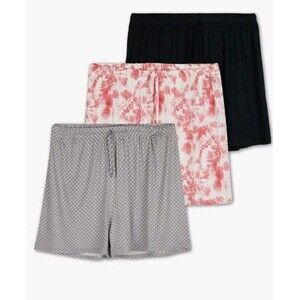 Real Essentials 3 Pack Womens Pajama Shorts Sleep Lounge Comfy 1x NEW Soft‎